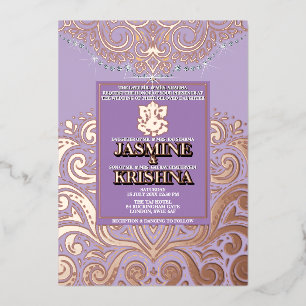 LuxGlitter Lavender PinkGold Ganesha Hindu Wedding Folieneinladung