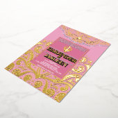 LuxGlitter Pink Gold Sikh Anand Karaj Wedding Folieneinladung (Gedreht)