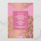 LuxGlitter Pink Gold Sikh Anand Karaj Wedding Folieneinladung (Rückseite)
