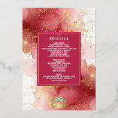 LuxGlitter Pink & Gold Sikh Anand Karaj Wedding Folieneinladung (Rückseite)