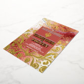 LuxGlitter Pink & Gold Sikh Anand Karaj Wedding Folieneinladung (Gedreht)
