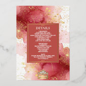 LuxGlitter Pink & Gold Sikh Anand Karaj Wedding Folieneinladung (Rückseite)