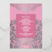 LuxGlitter Pink Silver Sikh Anand Karaj Wedding Folieneinladung (Rückseite)