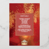 LuxGlitter Red Gold Hindu Ganesha Indian Wedding Folieneinladung (Rückseite)