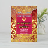 LuxGlitter Red Sikh Anand Karaj Indian Wedding Folieneinladung (Stehend vorne)
