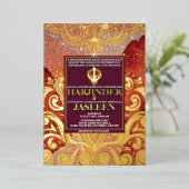LuxGlitter Red Sikh Anand Karaj Indian Wedding Folieneinladung (Stehend vorne)
