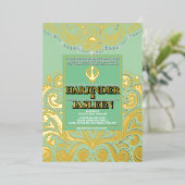 LuxGlitter Sage Green Gold Sikh Anand Karaj Weddin Folieneinladung (Stehend vorne)