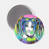 "Luxie" Rainbow Cyber Goth Hula Hoop Fee Magnet (Vorderseite/Rückseite)