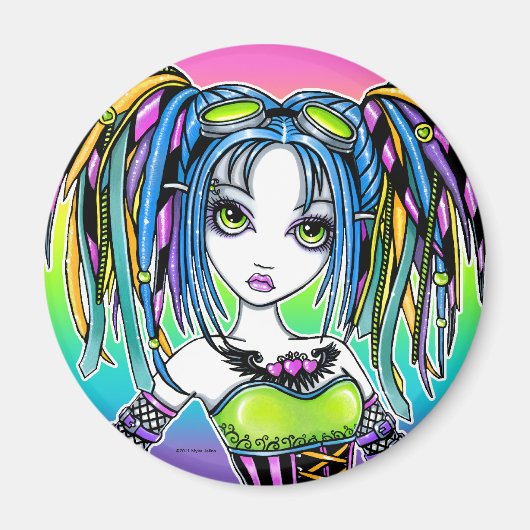 "Luxie" Rainbow Cyber Goth Hula Hoop Fee Magnet (Vorne)