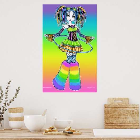 "Luxie" Rainbow Cyber Goth Hula Hoop Fee Poster (Küche)