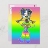 "Luxie" Rainbow Cyber Goth Hula Hoop Fee Postkarte (Vorne/Hinten)