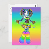 "Luxie" Rainbow Cyber Goth Hula Hoop Fee Postkarte (Vorne/Hinten)