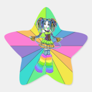 "Luxie" Rainbow Cyber Goth Hula Hoop Fee Stickers