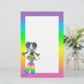 "Luxie" RegenbogenCyber Goth Fee-Briefpapier Briefpapier (Stehend Vorderseite)