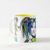 "Luxie" RegenbogenCyber Goth Hula Band-Feen-Tasse Zweifarbige Tasse (Vorderseite Links)
