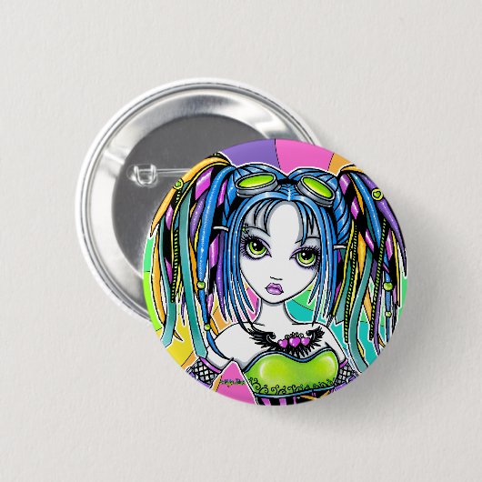 "Luxie" Regenbogencyber-gotischer feenhafter Knopf Button (Vorne & Hinten)