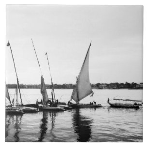 Luxor Ägypten, Feluccas auf dem Nil 2 Fliese