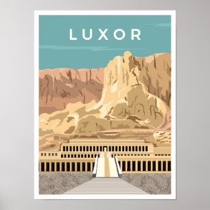 Luxor Ägypten Kunst Vintage Reiseillustration Poster