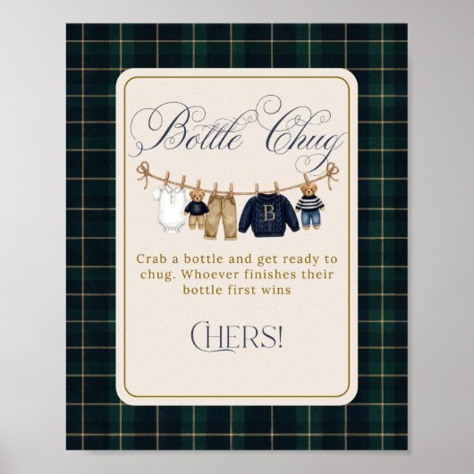 Luxsary Bear Plaid Baby Shower Bottle Chug Poster (Vorne)