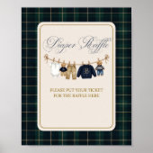 Luxsary  Bear Plaid Baby Shower Diaper Raffle Poster (Vorne)