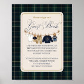 Luxsary  Bear Plaid Baby Shower Guest Book Poster (Vorne)