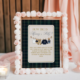 Luxsary  Bear Plaid Baby Shower Mom Belly Game Poster