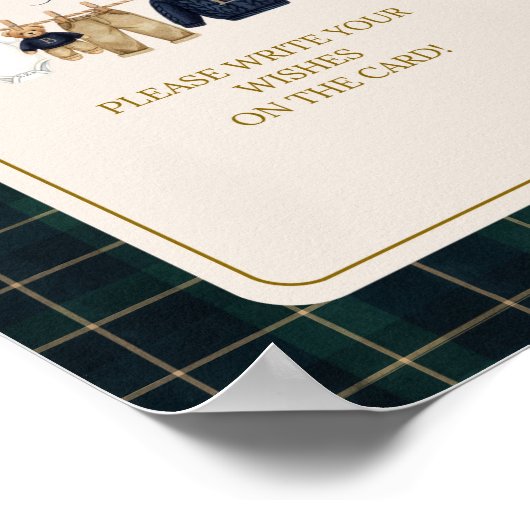 Luxsary Bear Plaid Baby Shower Wishes for Baby Poster (Ecke)