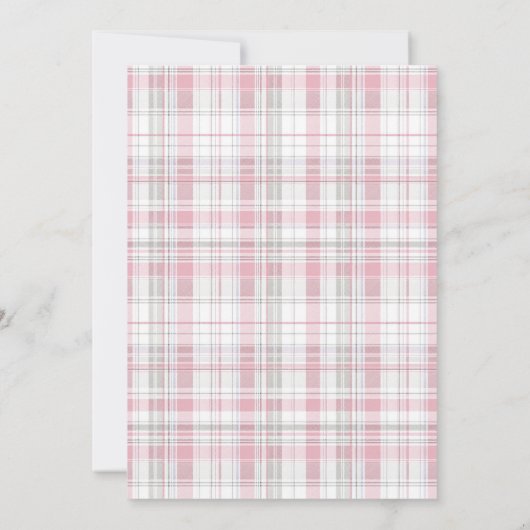 Luxsary Teddy Bear Pink Plaid Baby Girl Shower  Einladung (Rückseite)