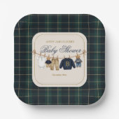 Luxsary Teddy Bear Plaid Baby Shower Paper Plate Pappteller (Vorderseite)