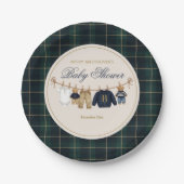 Luxsary Teddy Bear Plaid Baby Shower Paper Plate Pappteller (Vorderseite)