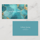 Luxuriös Aquamarin Agate & Gold Glitzer Hexagon Visitenkarte (Vorne/Hinten)