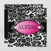 Luxuriös Damast-Bonbon 16 des Leopard-311 Einladung (Vorne/Hinten)