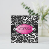 Luxuriös Damast-Bonbon 16 des Leopard-311 Einladung (Stehend Vorderseite)