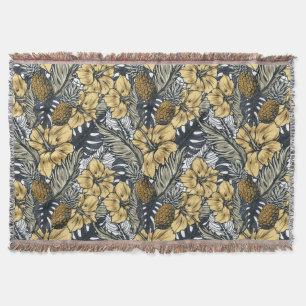 Luxuriös Elegant Gold und Schwarz Tropische Blumen Decke