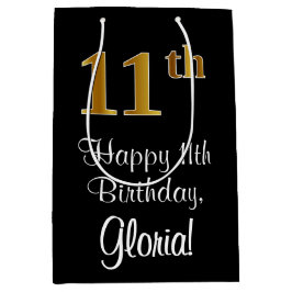 Luxuriös, elegant, Imitate Gold Look 11. Geburtsta Mittlere Geschenktüte