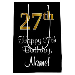 Luxuriös, elegant, Imitate Gold Look 27. Geburtsta Mittlere Geschenktüte