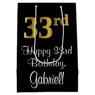 Luxuriös, elegant, Imitate Gold Look 33. Geburtsta Mittlere Geschenktüte