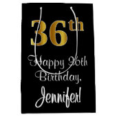 Luxuriös, elegant, Imitate Gold Look 36. Geburtsta Mittlere Geschenktüte (Vorderseite)