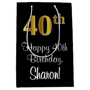 Luxuriös, elegant, Imitate Gold Look 40. Geburtst Mittlere Geschenktüte