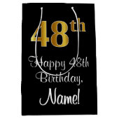 Luxuriös, elegant, Imitate Gold Look 48. Geburtsta Mittlere Geschenktüte (Vorderseite)