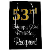 Luxuriös, elegant, Imitate Gold Look 53. Geburtsta Mittlere Geschenktüte (Vorderseite)