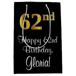 Luxuriös, elegant, Imitate Gold Look 62. Geburtsta Mittlere Geschenktüte