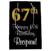 Luxuriös, elegant, Imitate Gold Look 67. Geburtsta Mittlere Geschenktüte (Vorderseite)