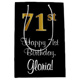 Luxuriös, elegant, Imitate Gold Look 71. Geburtsta Mittlere Geschenktüte