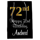 Luxuriös, elegant, Imitate Gold Look 72. Geburtsta Mittlere Geschenktüte (Vorderseite)