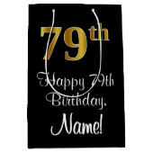 Luxuriös, elegant, Imitate Gold Look 79. Geburtsta Mittlere Geschenktüte (Vorderseite)