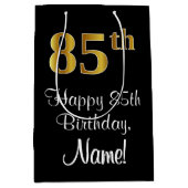 Luxuriös, elegant, Imitate Gold Look 85. Geburtsta Mittlere Geschenktüte (Vorderseite)