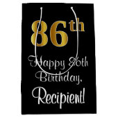 Luxuriös, elegant, Imitate Gold Look 86. Geburtsta Mittlere Geschenktüte (Vorderseite)