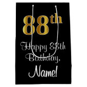Luxuriös, elegant, Imitate Gold Look 88. Geburtsta Mittlere Geschenktüte (Rückseite)