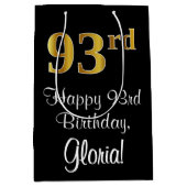 Luxuriös, elegant, Imitate Gold Look 93. Geburtsta Mittlere Geschenktüte (Vorderseite)